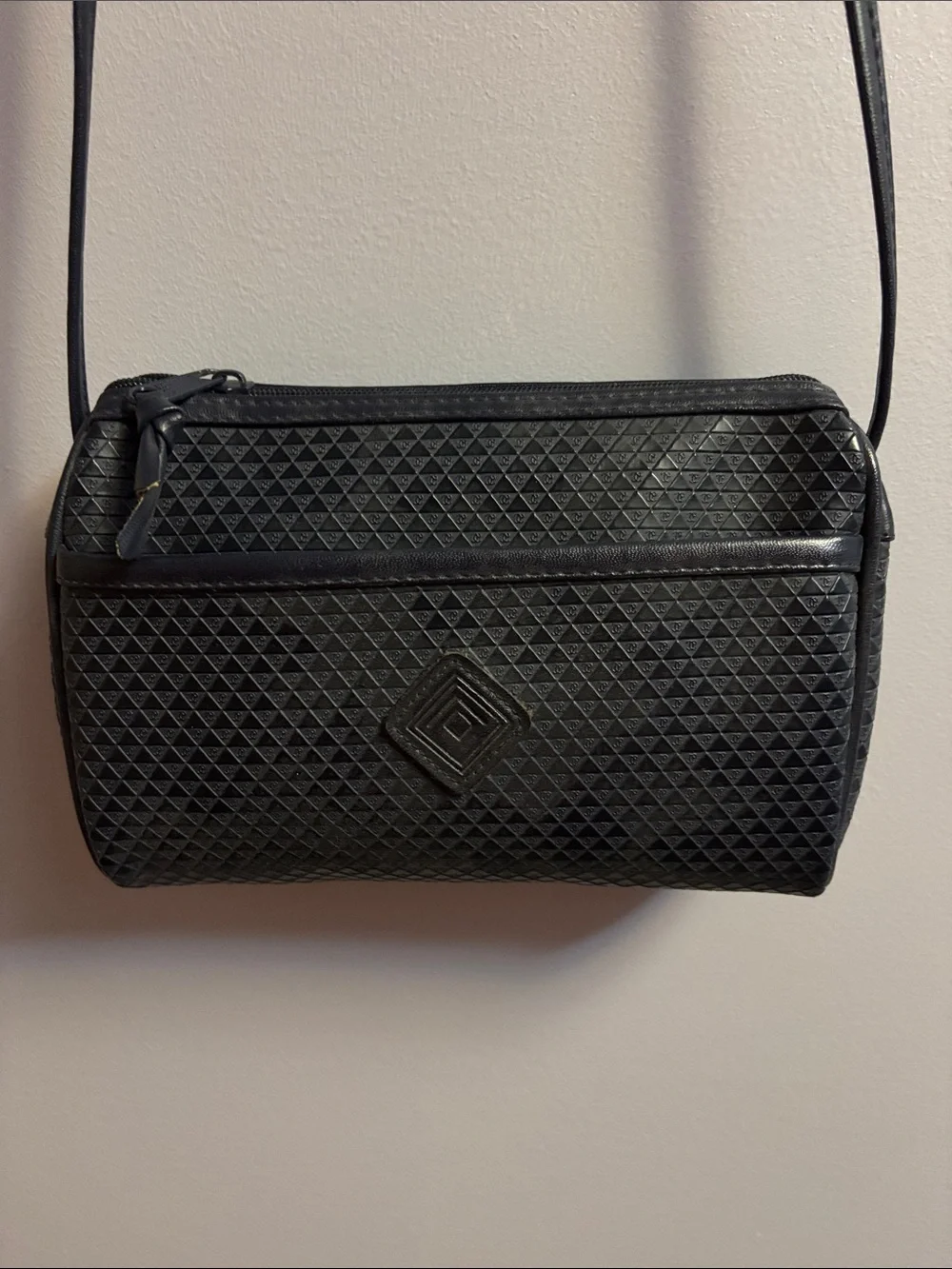 Black Textured Crossbody Bag
